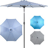 Sombrilla Playa Grande Exterior 2.70m Patio 45° Inclinacion Color Azul Rayado