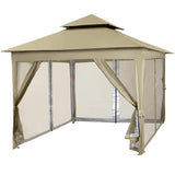 Toldo Carpa Gazebo 3x3 Plegable Mosquitero Exterior Color Beige