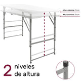 Mesa Plegable 122 Cm Altura Ajustable Tipo Portafolio Color Blanco