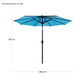 Sombrilla Jardin Exterior Playa 2.70m 45° Inclinacion Color Azul Liso