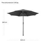 Sombrilla Jardin Exterior 2.63m Inclinacion Playa Terraza Color Negro Lisa