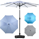 Sombrilla Playa Grande Exterior 2.70m Patio 45° Inclinacion Color Azul Rayado
