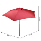 Sombrilla Playa Jardin Angulo 2.7m Sol Inclinacion Manivela Sombrilla Exterior Rojo