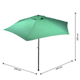 Sombrilla Jardin Playa 2.7 Metros Kit 4 Piezas Con Angulo Verde