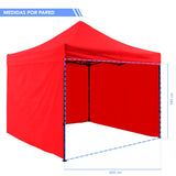 Carpa Toldo 3x3 Mts Plegable Lona Impermeable Con Paredes Rojo