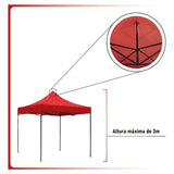 Carpa Toldo 3x3 Reforzado Plegable Impermeable Jardin Carpa Roja