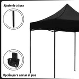 Carpa Toldo 3x3 Reforzado Plegable Impermeable Jardin Carpa Negra