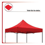 Carpa Toldo 3x3 Reforzado Plegable Impermeable Jardin Carpa Roja