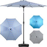 Sombrilla Playa Grande Exterior 2.70m Patio 45° Inclinacion Color Azul Rayado