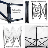 Carpa Toldo 3x3 Mts Plegable Lona Impermeable Con Paredes Blanca