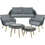 Sala Exterior Tejida Terraza Jardin 5 Pz Negro Mesa Doble