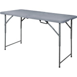Mesa Plegable 122cm Portatil Portafolio Exterior Tipo Madera Color Gris