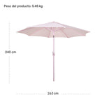 Sombrilla Jardin Exterior 2.63m Inclinacion Playa Terraza Color Rosa Lisa