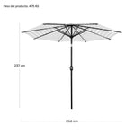 Sombrilla Jardin Exterior Playa 2.70m 45° Inclinacion Color Negro Rayado