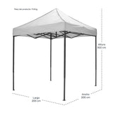 Carpa Toldo Plegable 2x2 Reforzado Impermeable 600d + Bolsa Color Blanco