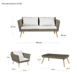 Sala Exterior 4pzs Tipo Rattan Beige