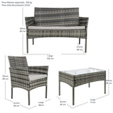 Sala Exterior Para Jardin Patio Terraza 4 Pzs + Cojines