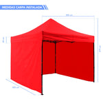 Carpa Toldo 3x3 Mts Plegable Lona Impermeable Con Paredes Rojo