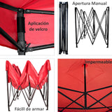 Carpa Toldo 3x3 Mts Plegable Lona Impermeable Con Paredes Rojo