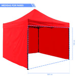 Carpa Toldo 3x3 Mts Plegable Lona Impermeable Con Paredes Rojo