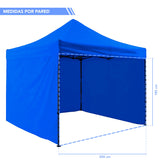 Carpa Toldo 3x3 Mts Plegable Lona Impermeable Con Paredes Azul