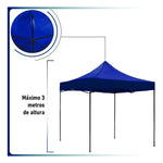 Carpa Toldo 3x3 Reforzado Azul Plegable Impermeable Jardin AZUL