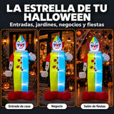 Payaso Inflable Halloween Animatronic Hacha 2.1m Luces Led Blanco