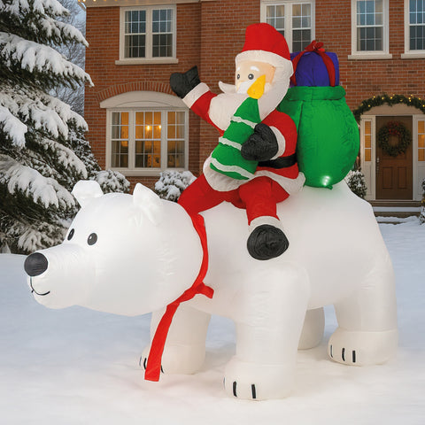 Inflable Navidad 1.90m Oso Polar Con Movimiento Luces Led