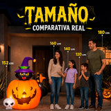 Inflable Halloween Calabaza Gato Negro Brujo 1.52m Luz Led Naranja