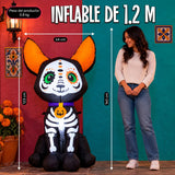 Inflable Halloween Perro Chihuahua Esqueleto 1.2 M Luces Led Negro