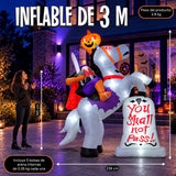 Inflable Halloween Jinete Sin Cabeza 3.05 M 11 Luces Led Blanco