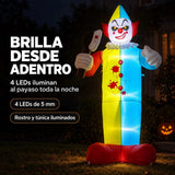 Payaso Inflable Halloween Animatronic Hacha 2.1m Luces Led Blanco