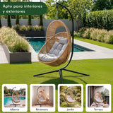 Columpio Exterior Silla Colgante Terraza Jardin Tipo Ratan Color Beige Lisa