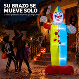 Payaso Inflable Halloween Animatronic Hacha 2.1m Luces Led Blanco