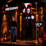Inflable Halloween Parca Esqueleto Guadana Led Gigante 1.8m Negro