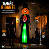 Inflable Halloween Hombre Calabaza Fantasma Gigante 3.6m Led Negro