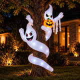 Inflable Halloween Fantasmas Espiral Calabaza 1.8m Luces Led Blanco