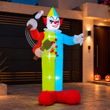 Payaso Inflable Halloween Animatronic Hacha 2.1m Luces Led Blanco