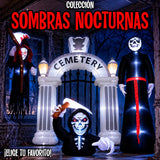 Inflable Halloween Esqueleto Calavera Emergente 1.22 M Jardimex 2 Luces Led Para Jardin