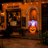 Inflable Halloween Fantasma Calabaza Bruja 1.43m Luz Led Naranja