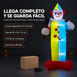 Payaso Inflable Halloween Animatronic Hacha 2.1m Luces Led Blanco