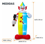 Payaso Inflable Halloween Animatronic Hacha 2.1m Luces Led Blanco