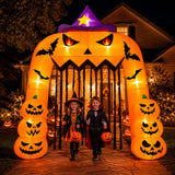 Inflable Halloween Arco Calabaza Bruja Gigante 3.66m Luz Led Naranja