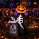 Inflable Halloween Calabaza Esqueleto Tumba Fantasma 2.4m Negro