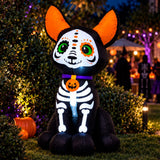 Inflable Halloween Perro Chihuahua Esqueleto 1.2 M Luces Led Negro