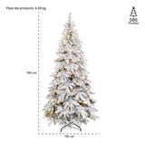 Arbol Navidad Luces Led Super Nevado 1.9m Pino Navideño