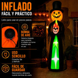 Inflable Halloween Hombre Calabaza Fantasma Gigante 3.6m Led Negro