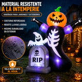 Inflable Halloween Calabaza Esqueleto Tumba Fantasma 2.4m Negro