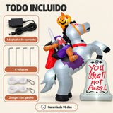 Inflable Halloween Jinete Sin Cabeza 3.05 M 11 Luces Led Blanco
