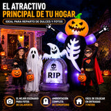 Inflable Halloween Calabaza Esqueleto Tumba Fantasma 2.4m Negro